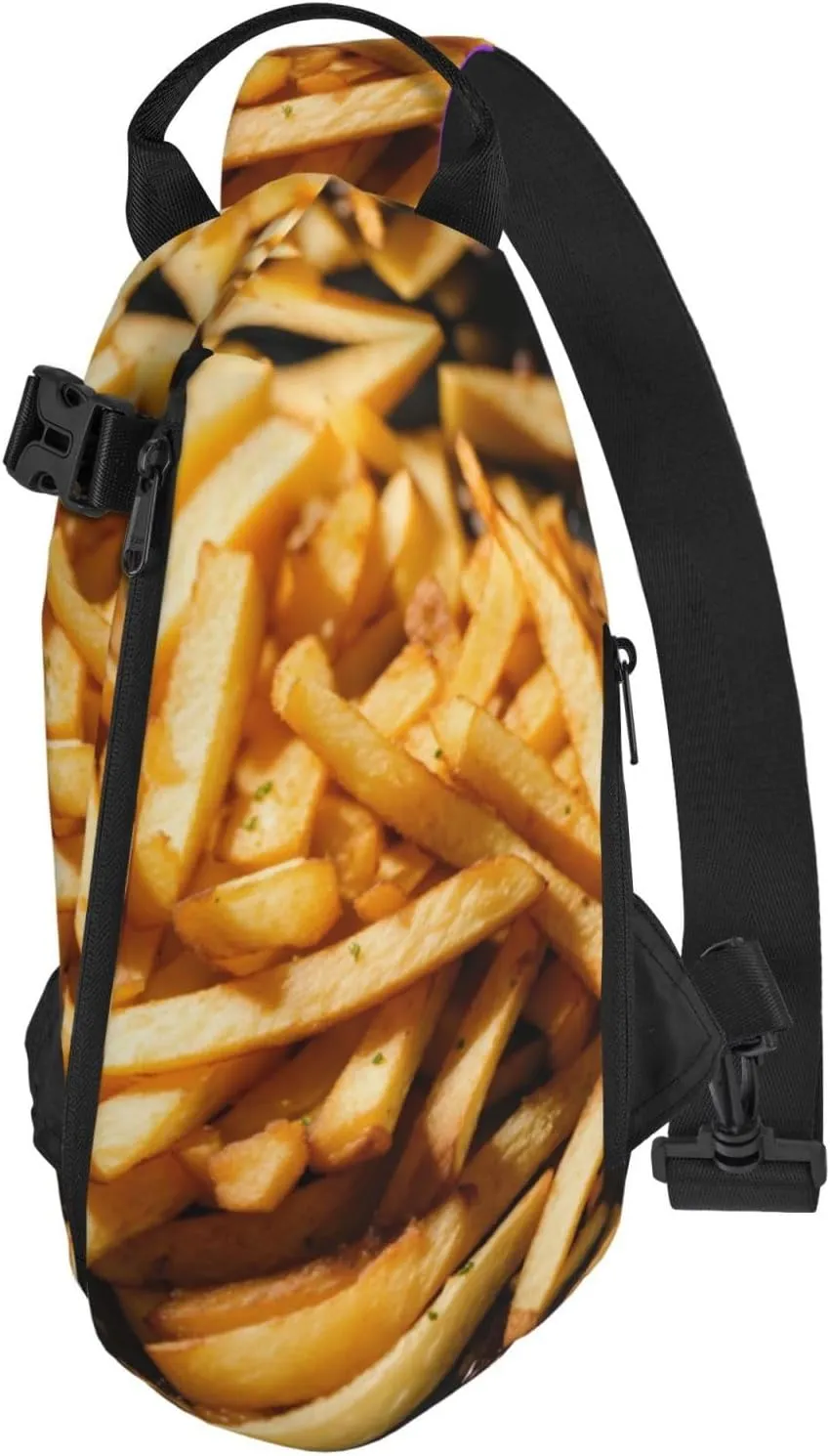 WURTON Fast Food Print Crossbody Backpack Cross Pack Lightweight Sling Bag Travel, Hiking