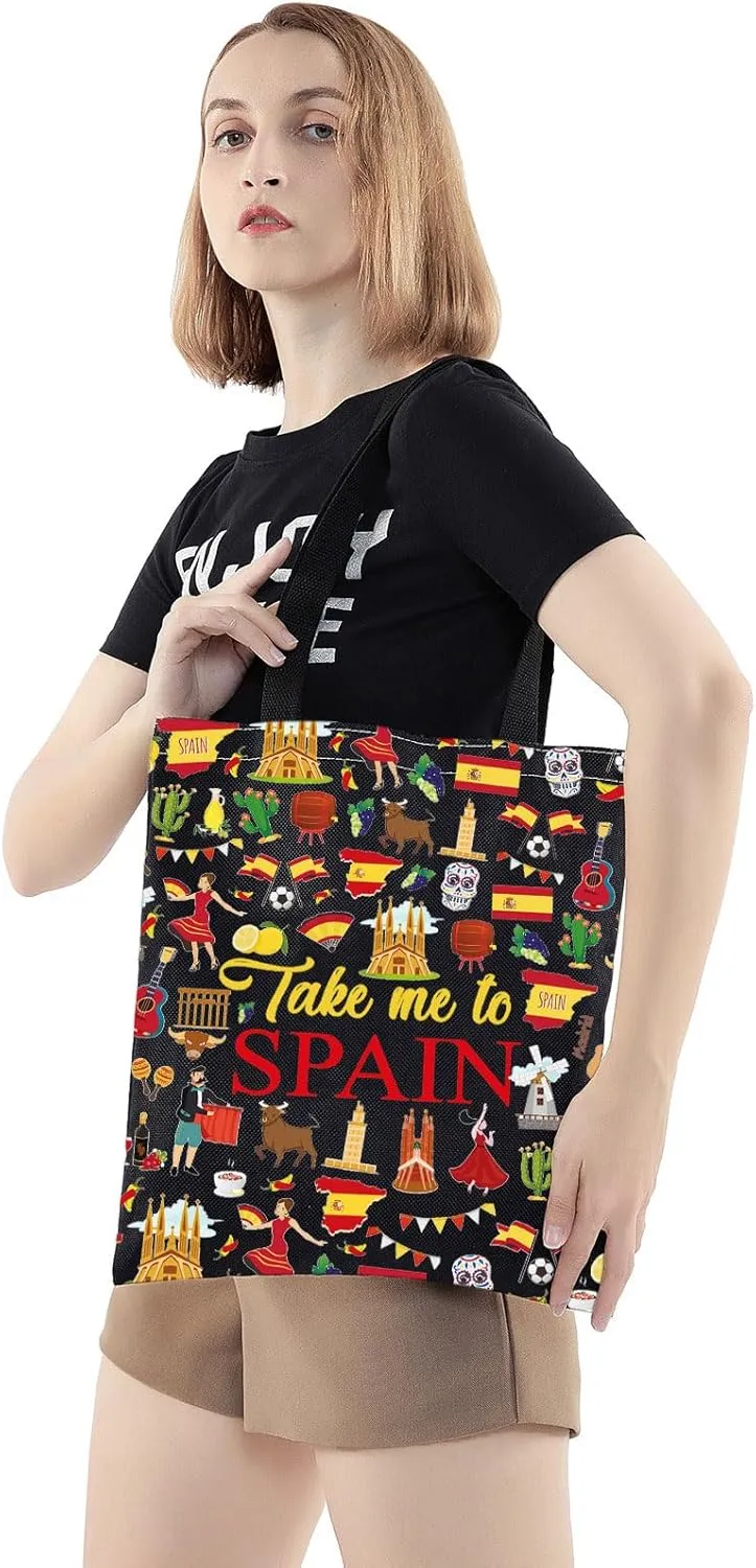 WZMPA Spain Travel Cosmetic Bag Spanish Souvenir Gift Take Me To Spain Zipper Pouch Bag Spain Vacation Gift (Take Spain Bl TG)