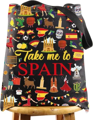 WZMPA Spain Travel Cosmetic Bag Spanish Souvenir Gift Take Me To Spain Zipper Pouch Bag Spain Vacation Gift (Take Spain Bl TG)