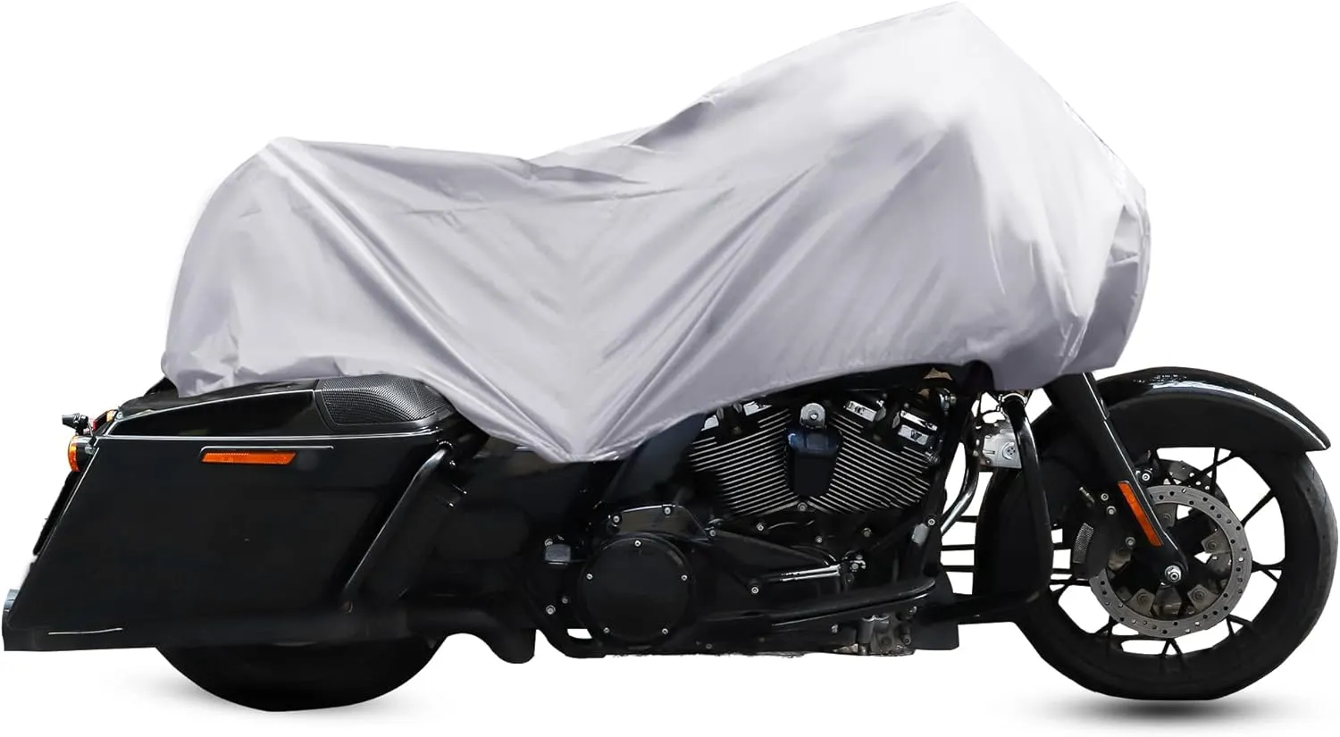 X AUTOHAUX Motorcycle Cover Lightweight Half Cover Outdoor Waterproof Rain Dust Protector Silver Tone L Size for Most Full Dress Touring Cruiser