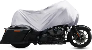 X AUTOHAUX Motorcycle Cover Lightweight Half Cover Outdoor Waterproof Rain Dust Protector Silver Tone L Size for Most Full Dress Touring Cruiser