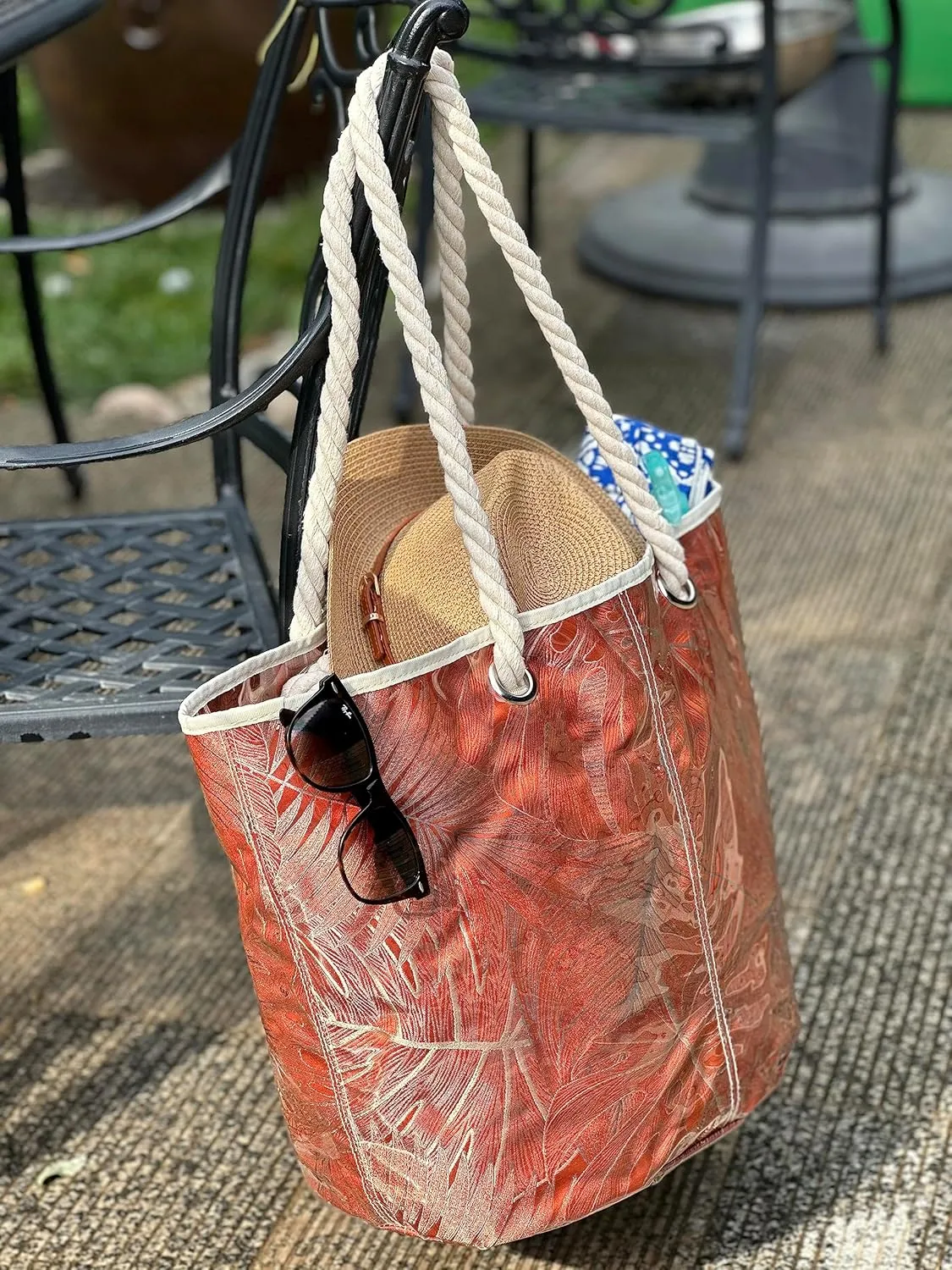 XL-Beach Tote Bag For Women and Swimming Pool Bag. Has External Transparent Waterproof And Sand Proof Layer