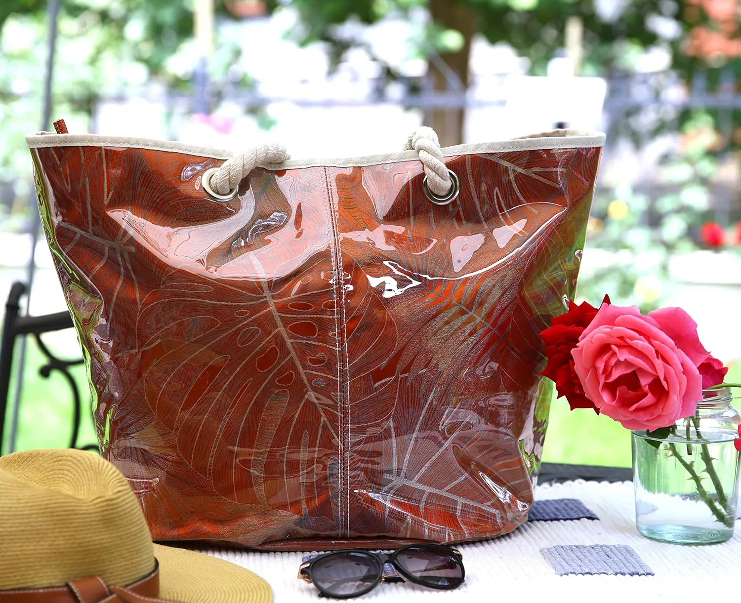 XL-Beach Tote Bag For Women and Swimming Pool Bag. Has External Transparent Waterproof And Sand Proof Layer