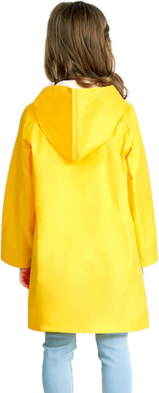 Yellow Raincoat - Children Lightweight Button Down Hoodie Rain Coat for Girls Boys Toddlers, Thin Yellow Rain Jacket