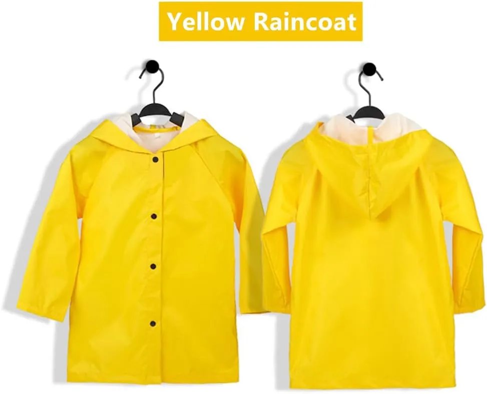 Yellow Raincoat - Children Lightweight Button Down Hoodie Rain Coat for Girls Boys Toddlers, Thin Yellow Rain Jacket