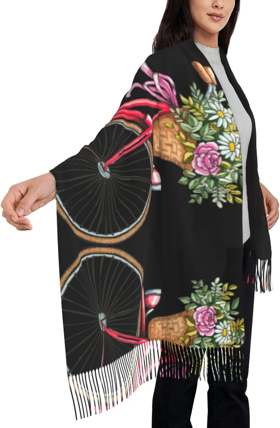 Yellow Sunflowers Exquisite Cashmere Tassel Scarf And Shawl Wraps Lightweight Fashion Scarf Presents For Ladies