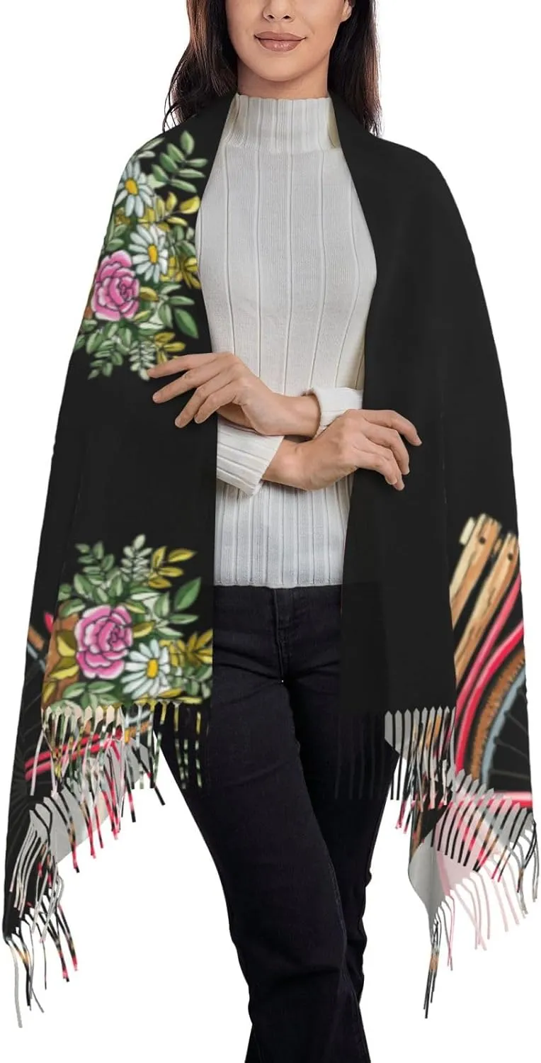 Yellow Sunflowers Exquisite Cashmere Tassel Scarf And Shawl Wraps Lightweight Fashion Scarf Presents For Ladies