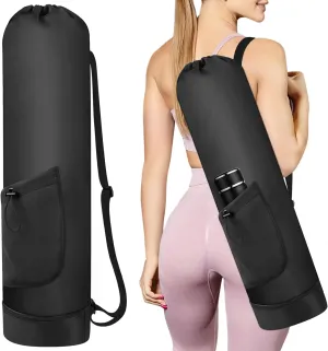 Yoga Mat Bag with Water Bottle, Full Zip Yoga Mat Carrier with Adjustable Strap and Pocket, Waterproof for Women and Men