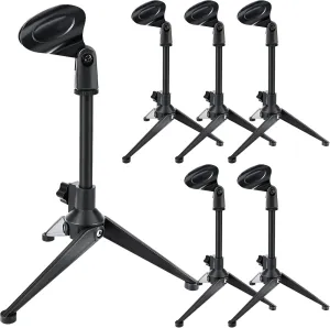 Yoiemivy 6 Pack Desktop Mic Stand Desk, Microphone Tripod Portable Foldable Table Microphone Stand Universal Adjustable Mic Holder with Mic Clip Compatible With Samson Q2U Sm57 Sm58 Sm86 Sm87