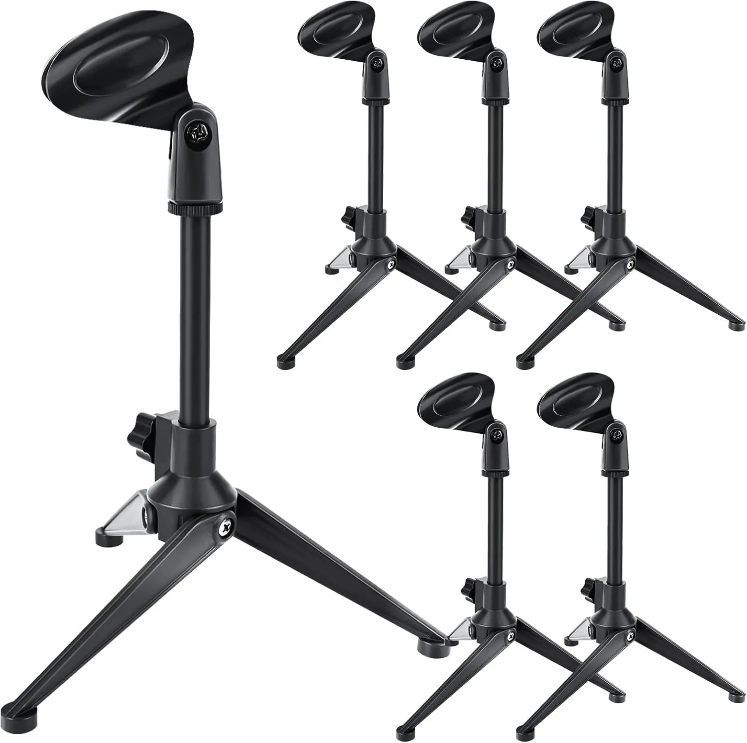 Yoiemivy 6 Pack Desktop Mic Stand Desk, Microphone Tripod Portable Foldable Table Microphone Stand Universal Adjustable Mic Holder with Mic Clip Compatible With Samson Q2U Sm57 Sm58 Sm86 Sm87