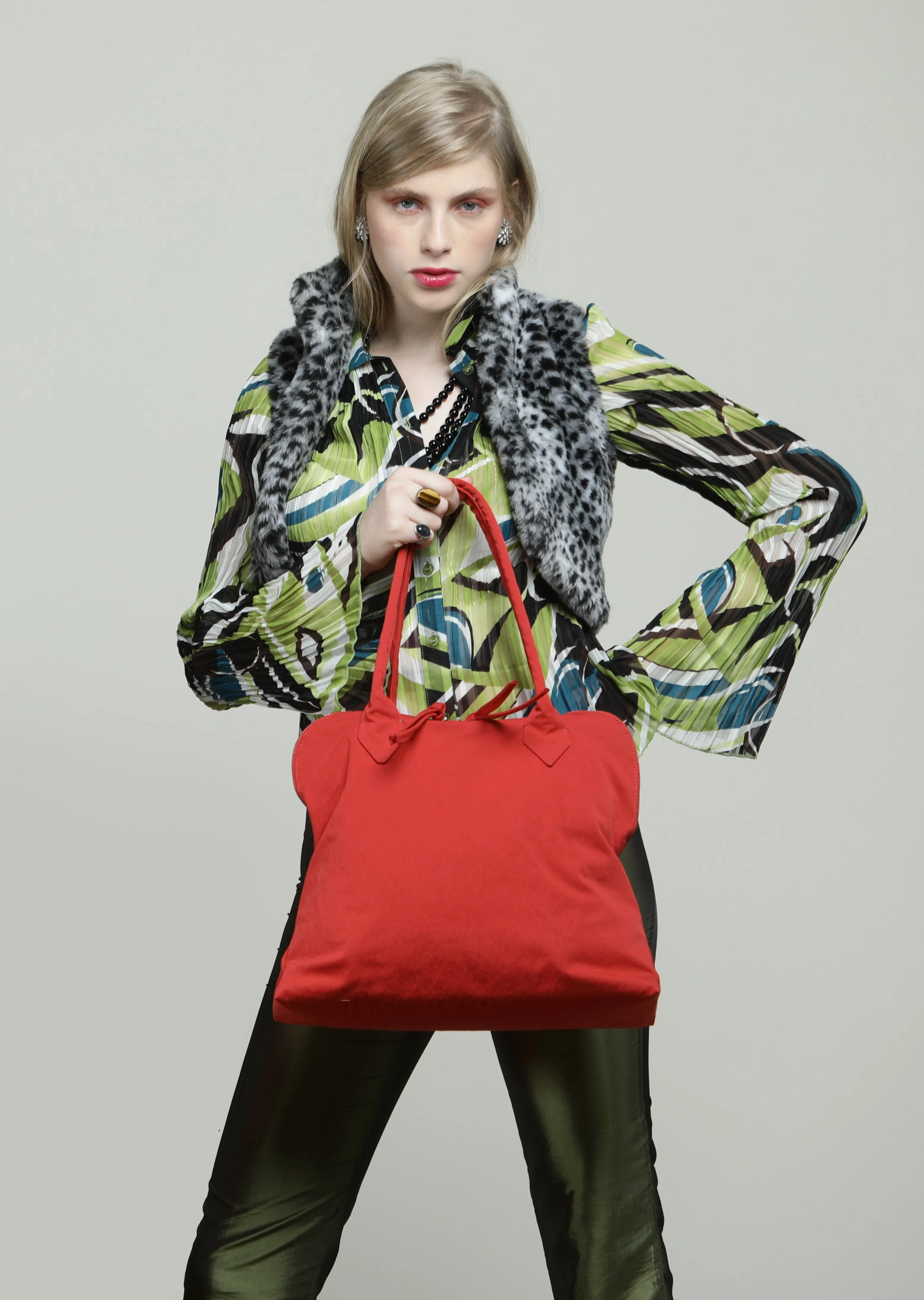 YOKO Red Vegan Lightweight Fabric Bag