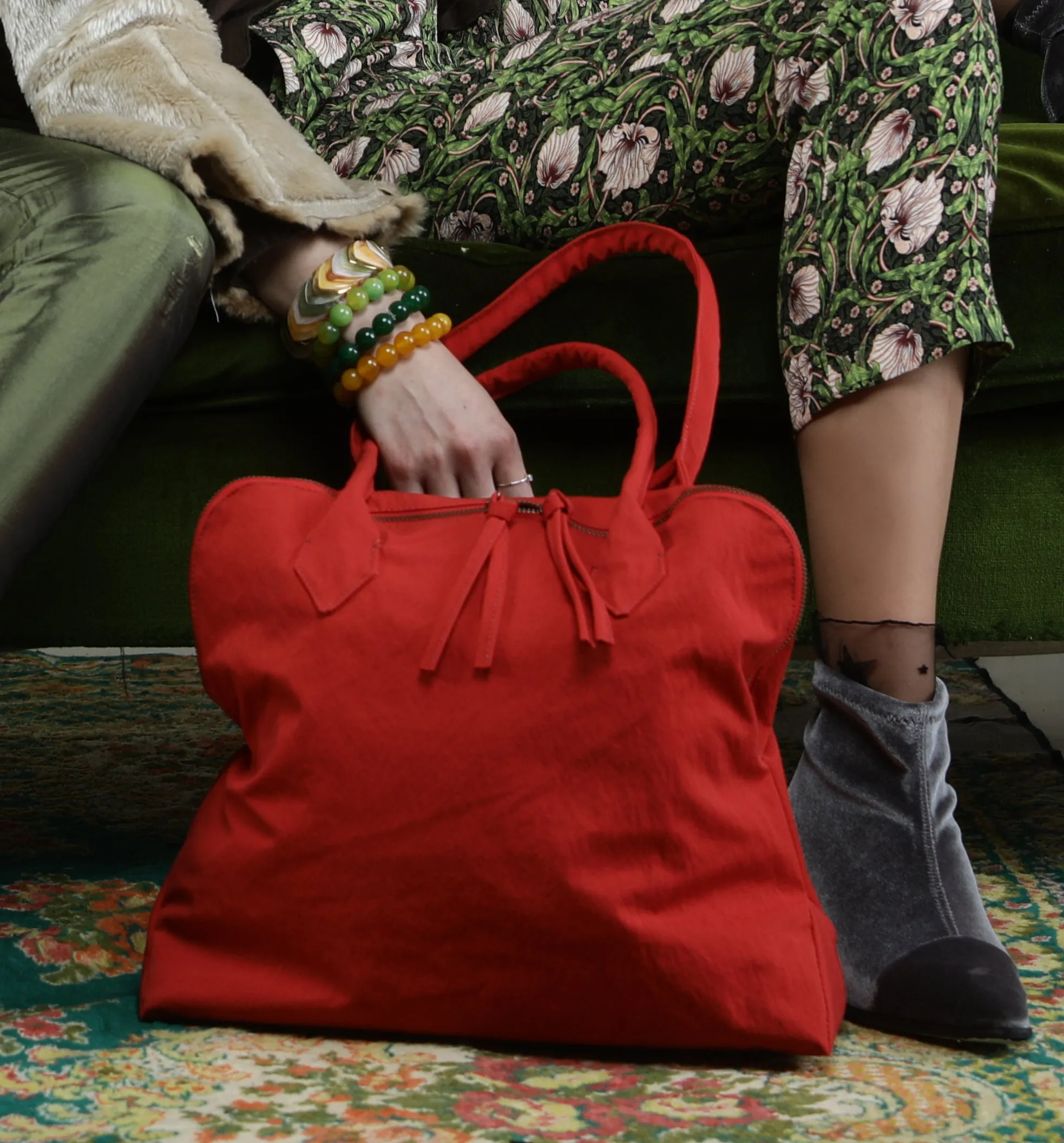 YOKO Red Vegan Lightweight Fabric Bag