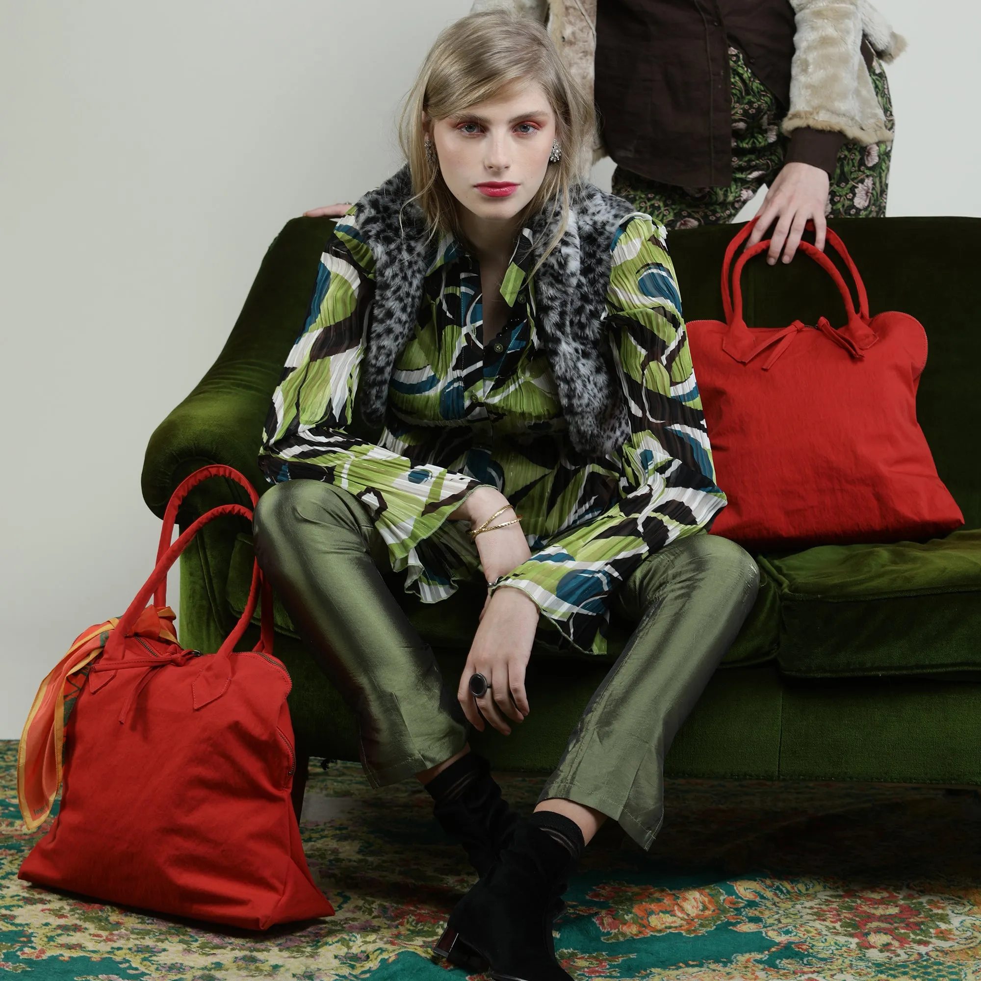YOKO Red Vegan Lightweight Fabric Bag