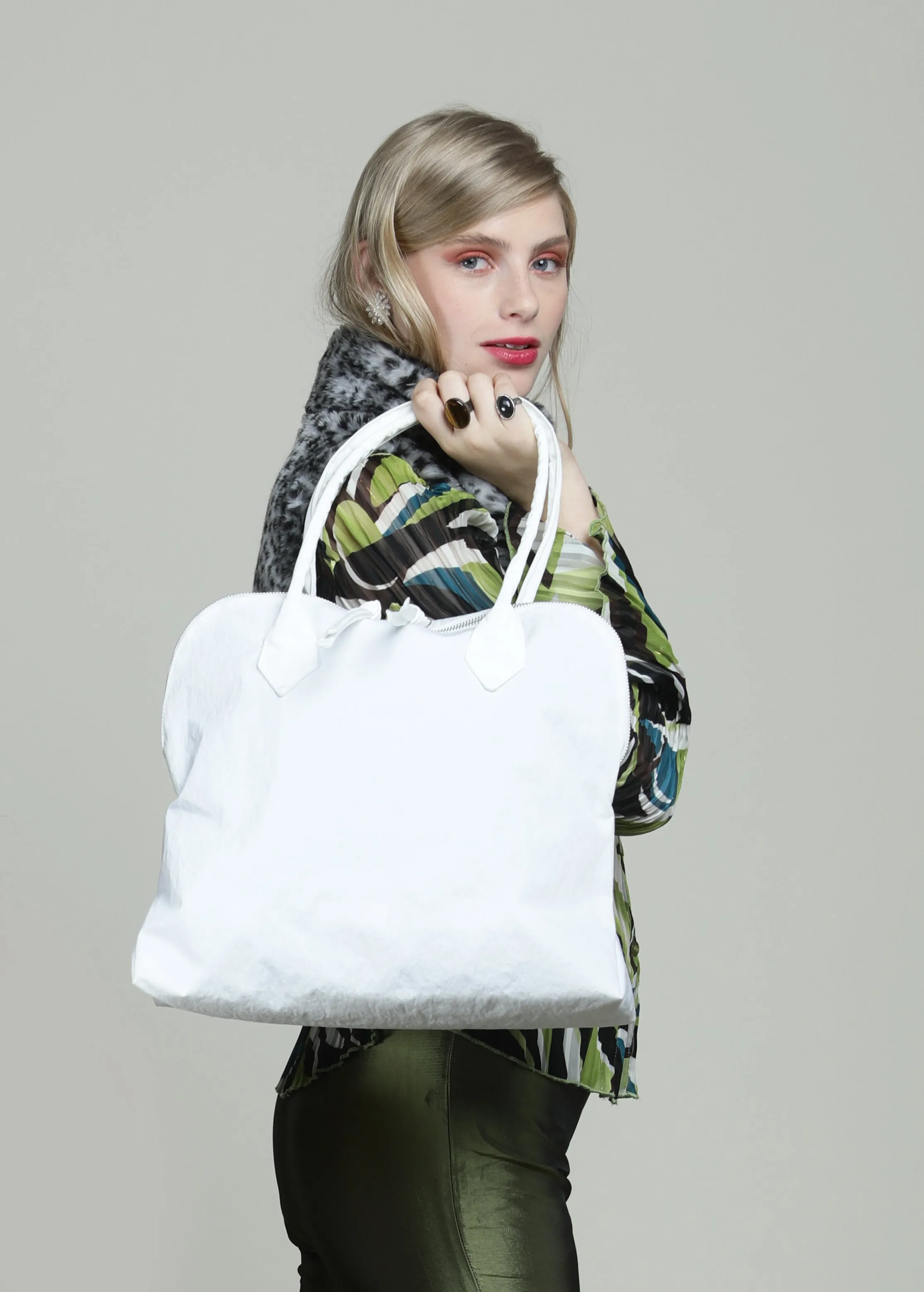YOKO White Vegan Lightweight Fabric Bag