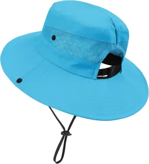 Zando Kids Bucket Hat Girls Sun Hat with Ponytail Hole UPF 50 Outdoor Hat Wide Brim Beach Summer Cap for Kids Ags 4-12