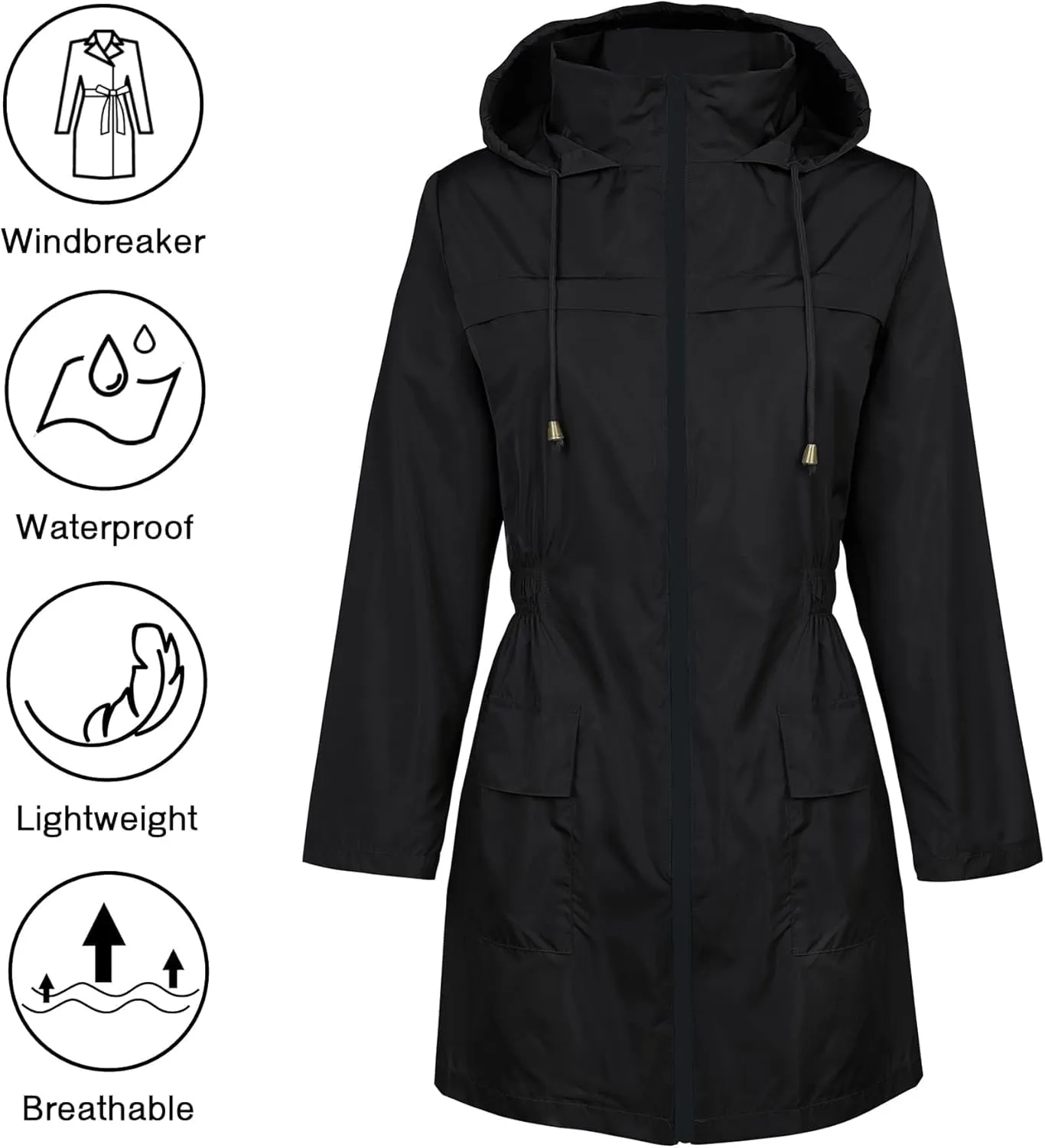 Zando Womens Rain Jackets for Women Waterproof Rain Coats for Women Active Packable Raincoat Windbreaker Jacket with Hood