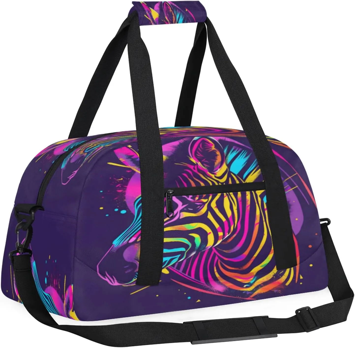 Zebra Gym Bag for Women Men, Sports Travel Duffel Bag Lightweight Workout Bag Carry On Overnight Weekender Bag