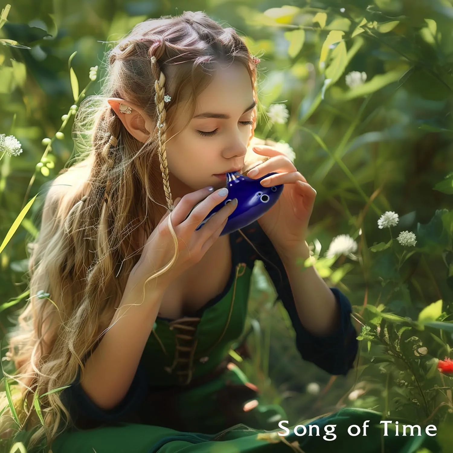 Zelda Ocarina 12 Holes Alto C Tone with Song Book (Songs From the Legend of Zelda), Sound Healing Instruments for Beginners with Display Stand Protective Bag (Navy Blue)