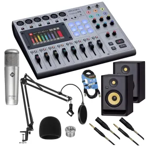 Zoom PodTrak P8 Portable Podcast Recorder, (2) KRK RP5G4 Monitors, Presonus PX-1 Mic, InnoGear Heavy Duty Mic Stand Pkg, (2) XLR to 1/4 Cables, XLR Cable Bundle