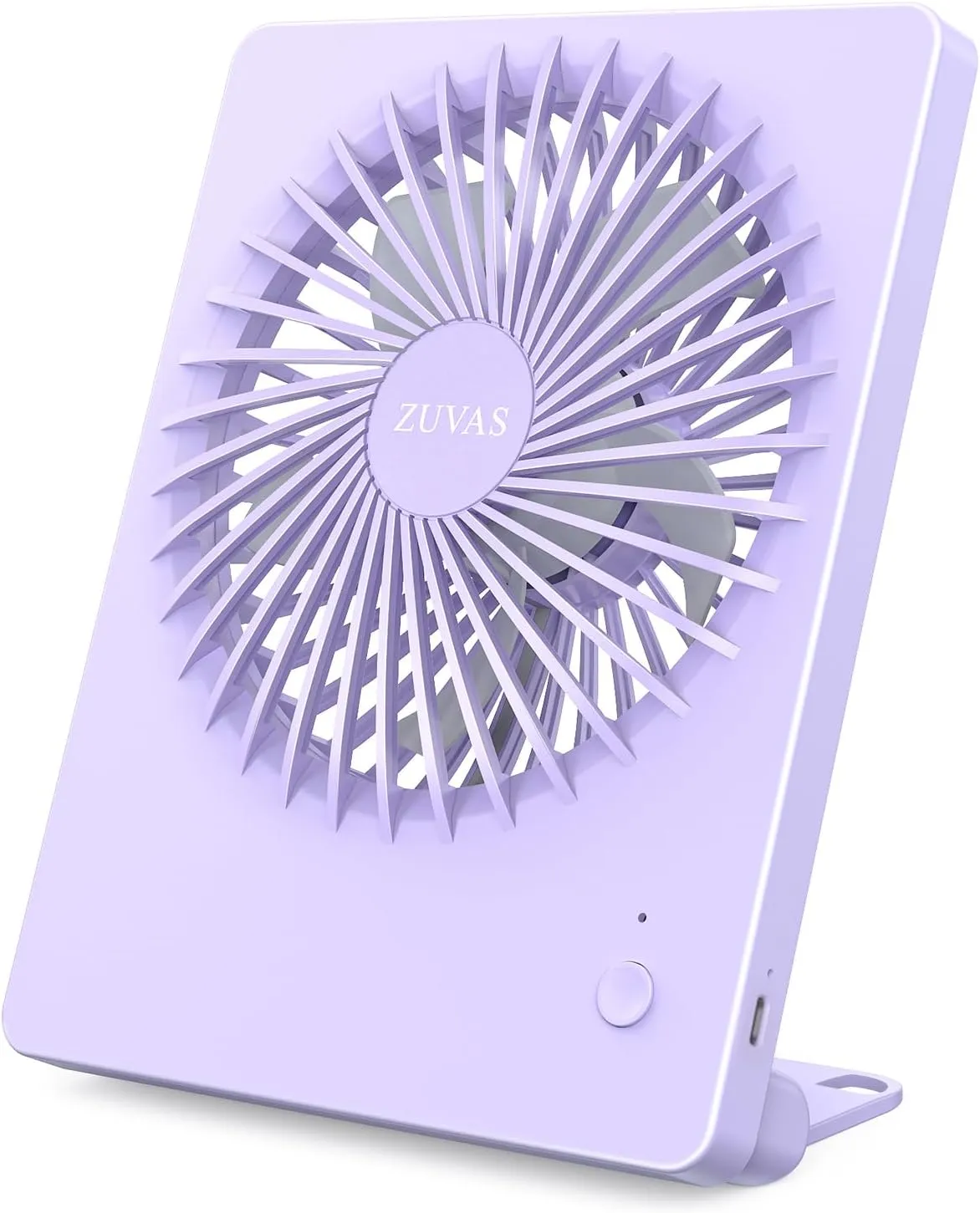 Zuvas Desk Fan Battery Operated Rechargeable 180°Tilt Folding Personal Ultra Quiet Small Portable Fan Light Purple