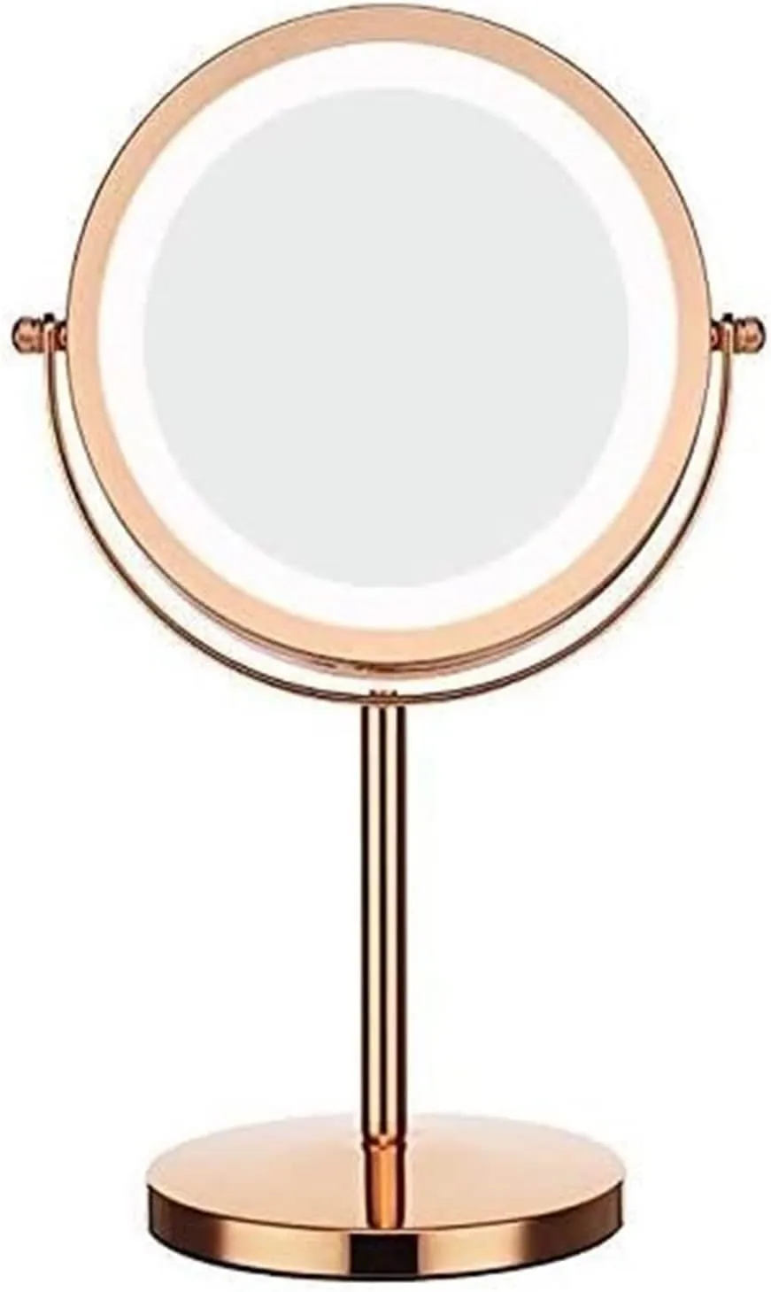 ZWFENG Rose Gold LED Makeup Mirror, Double Sided with 360° Swivel Design 1X & X5 Magnification 180 Degree Adjustable Stand